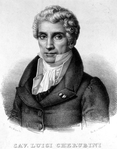 路易吉·凯鲁比尼 (Luigi Cherubini) (1760-1842) 的肖像，意大利作曲家。 作者 未知艺术家