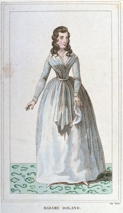 法国政治家罗兰夫人的肖像 (1754 - 1793)。 作者 未知艺术家