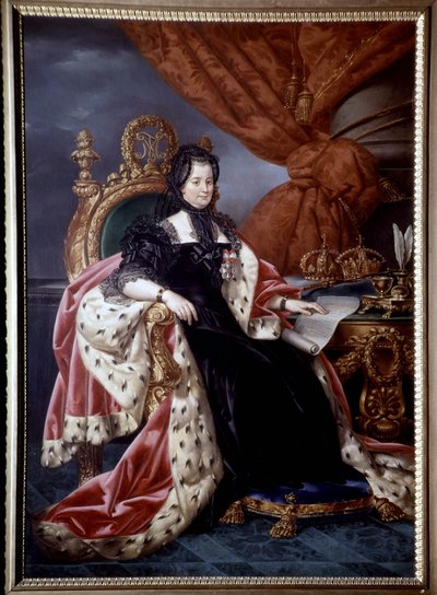 奥地利的玛丽·特蕾莎 (1717-1780) 的肖像，匈牙利女王，身着丧服，1765 年后 - 18 世纪绘画 作者 未知艺术家