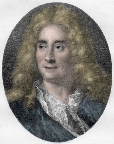 英国演员和剧作家Michel Boyron（米歇尔-男爵）的肖像（1653-1729）--雕版画 作者 未知艺术家