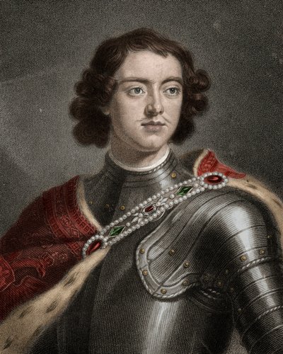 俄罗斯沙皇彼得一世（1672-1725）的肖像--彼得大帝或彼得一世1672-1725--雕刻品--19世纪 作者 未知艺术家