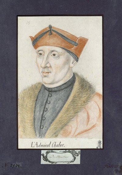 菲利普·德·夏博 (1492-1543) 的肖像，法国海军上将，无名氏。 纸上彩色铅笔，尺寸：28x19，约 1530 年，圣彼得堡国家冬宫 作者 未知艺术家