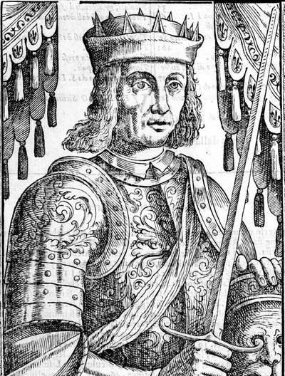 豪特维尔的罗杰二世（Ruggero Altavilla）（1097-1154）的肖像，西西里岛君主制的创始人。16世纪的Xilography。 作者 未知艺术家