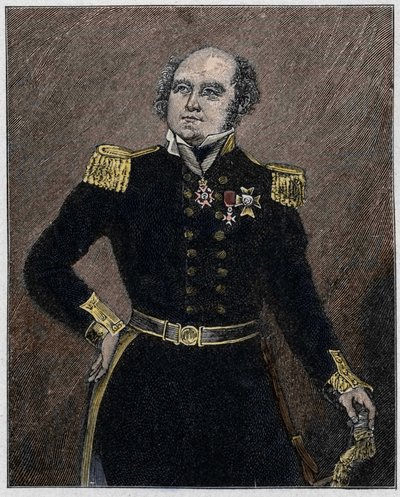 约翰富兰克林爵士 (1786-1847) 海军军官和英国探险家的肖像。 作者 未知艺术家