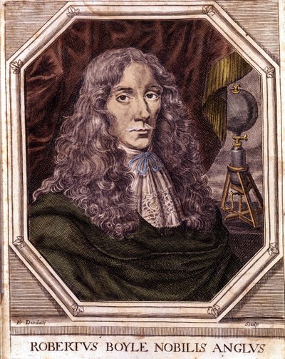 罗伯特·博伊尔爵士 (1627-1691) 的肖像，英国-爱尔兰物理学家和化学家。 作者 未知艺术家