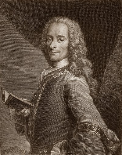伏尔泰肖像（1694 - 1778）。 作者 未知艺术家