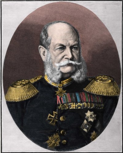 普鲁士国王和德国皇帝威廉一世（1797-1888）的画像。19世纪末的雕版画。 作者 未知艺术家