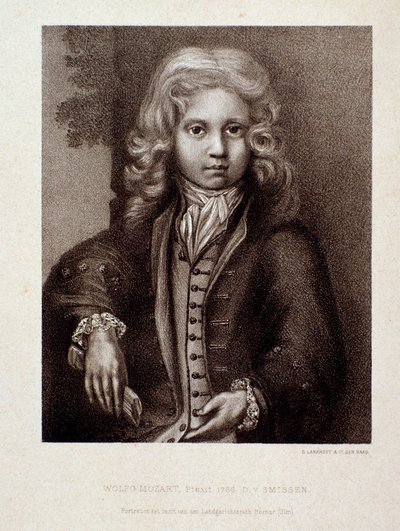 沃尔夫冈·阿玛多伊斯·莫扎特 (Wolfgang Amadeus Mozart) 孩提时的肖像（版画） 作者 未知艺术家