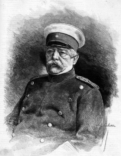 俾斯麦王子的肖像（1815-1898）。 作者 未知艺术家