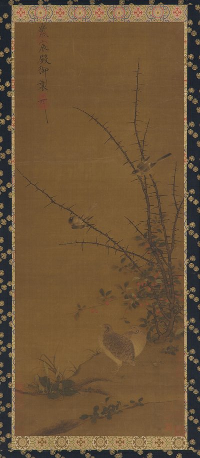 鹌鹑、其他鸟类和荆棘树 作者 未知艺术家