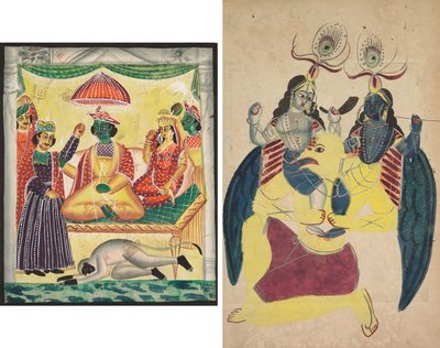 罗摩和西塔（正面）；迦楼罗驮着巴拉拉玛和克里希纳（背面） 作者 未知艺术家