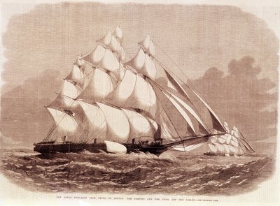 1866 年在 Ariel 和 Taeping 快船之间进行调整。 作者 未知艺术家