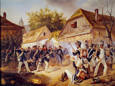俄罗斯战役：“” Vandamme 军队于 1813 年 8 月 30 日向库尔姆 (Kulm) 战役投降”” 1813 年巴黎，陆军博物馆 作者 Unknown artist