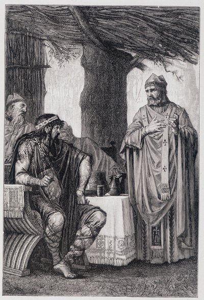 Saint Gregoire of Tours (538-594) opposing Chilperic I (539-584) King of Neustria. 作者 未知艺术家
