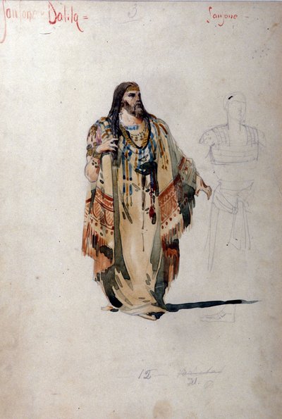 卡米尔·圣桑（Saint-Saens）为歌剧《参孙与达丽拉》制作的参孙服装。 1877年 作者 未知艺术家
