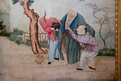 中国日常生活场景，中国墙纸细节，中国橱柜，狩猎住宅，Filippo Juvarra（1678-1736），意大利皮埃蒙特斯图皮尼吉 作者 未知艺术家