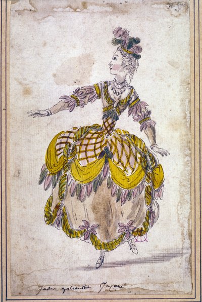 布景：让·菲利普 (Jean-Philippe) Rameau (1683-1764) 1761 年为歌剧芭蕾舞剧“Les Indes galantes”绘制的服装图。水彩。 作者 未知艺术家