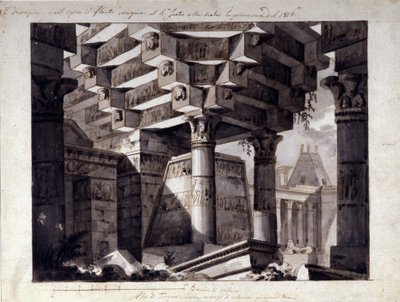 W. A. 莫扎特的“魔法长笛”场景设计。1896 年斯卡拉歌剧院 作者 未知艺术家