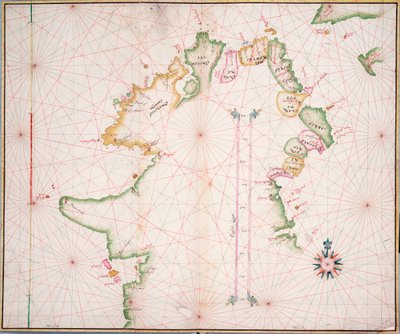 爱尔兰北海岸海图，约 1600 年（纸、亚麻布） 作者 未知艺术家