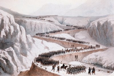 第二次意大利独立战争：1859年4月29日法军通过Moncenisio (Print) 作者 未知艺术家
