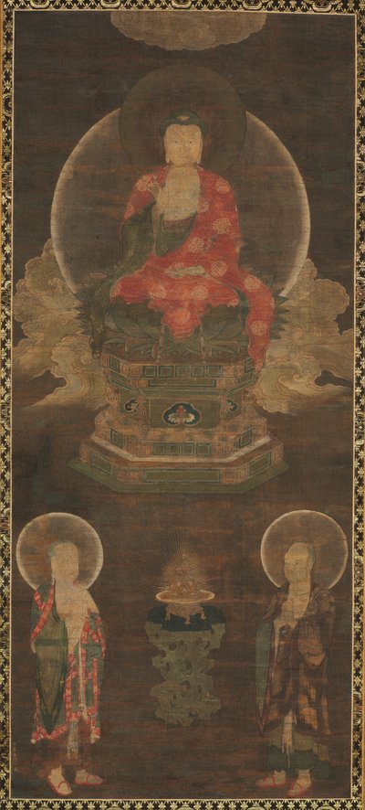 释迦牟尼三世文殊菩萨和普贤菩萨侍奉的佛陀（佛陀） 作者 未知艺术家