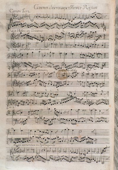 Canones diversi super thema regium 乐谱，约翰·塞巴斯蒂安·巴赫 (Johann Sebastian Bach) 的音乐作品（18 世纪） 作者 未知艺术家