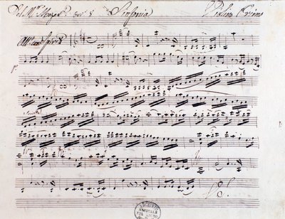 Sheet music page for the first violin in Symphony n. 7, by Mozart 作者 未知艺术家