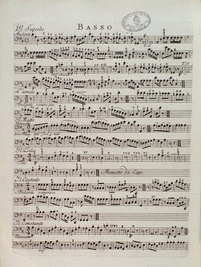 卡尔·迪特斯·冯·迪特斯多夫（Karl Ditters von Dittersdorf）的定期交响曲乐谱页面 作者 未知艺术家