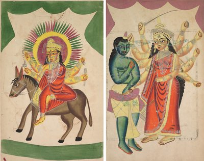 Sheetaladevi：天花女神（正面）；杜尔加（背面） 作者 未知艺术家