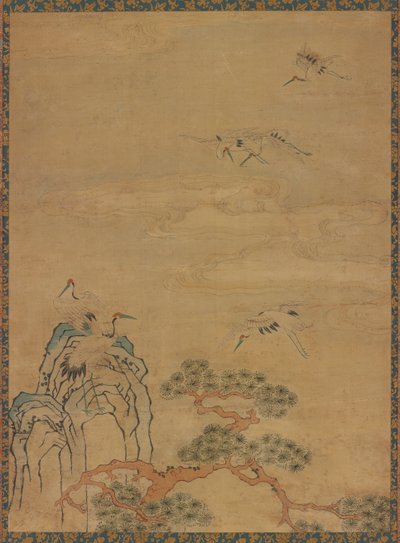 鹤、岩石、松树和云彩挂毯 作者 未知艺术家