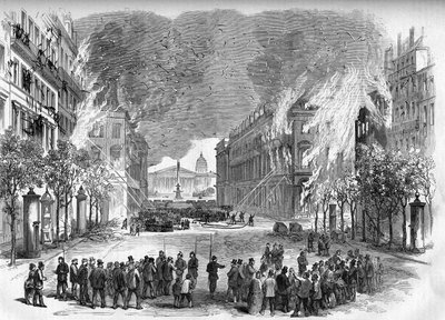 1871 年的巴黎公社。在血腥的一周（5 月 22 日至 28 日）期间，由 Federes（公社）在皇家街点燃了火 作者 未知艺术家