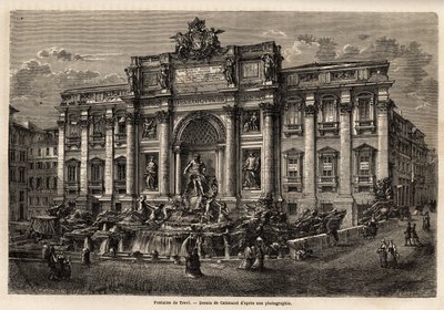 The Trevi Fountain in Rome, completed in 1762, is an example of the perpetuation of the Baroque style in the 18th century in Italy, based on Palazzo Poli, this monumental work in the form of a triumphal arch crushes the tiny square on which it is located.  作者 未知艺术家