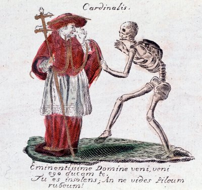 The dance of death, the cardinal and a skeleton (Print) 作者 未知艺术家
