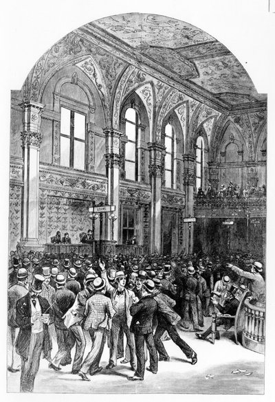 1881年的纽约证券交易所的内部。 作者 未知艺术家