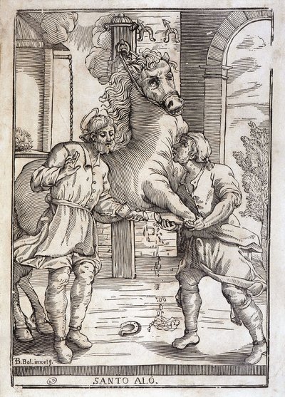 The miracle of Saint Eloi (healing an amputee horse) - engraving 作者 未知艺术家
