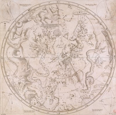 截至 1678 年的两半球主要恒星的赤经和赤纬 作者 Unknown artist