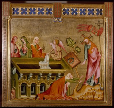 墓穴中的三个女人和 "Noli me tangere"（绘画，约1330年）。 作者 Unknown artist