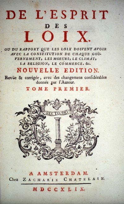 Charles Louis de Secondat、Baron de La Brede 和 de Montesquieu（1689-1755）的“L