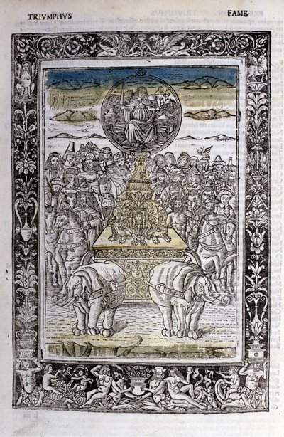 弗朗切斯科佩特拉卡 (Petrarca) 成名的胜利。 微型标准差。 圣经。 Trivulziana，米兰。 作者 未知艺术家
