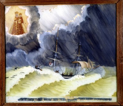 Vessel in difficulty - ex-voto of the Notre Dame de Laghet, 36 x 50 cm 作者 未知艺术家