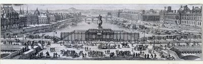 巴黎新桥的景色。 雕刻自 17 世纪末巴黎，Musee Carnavalet 作者 未知艺术家