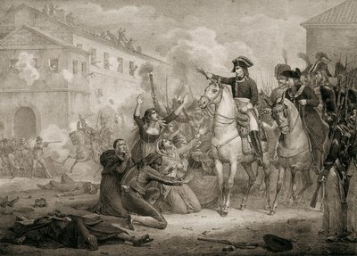 西班牙的独立战争（1808-1814）。西班牙人恳求拿破仑的怜悯。马德里，国家图书馆。 作者 Unknown artist