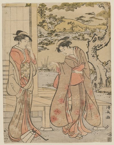 妇女在门廊旁丢灯笼 作者 未知艺术家