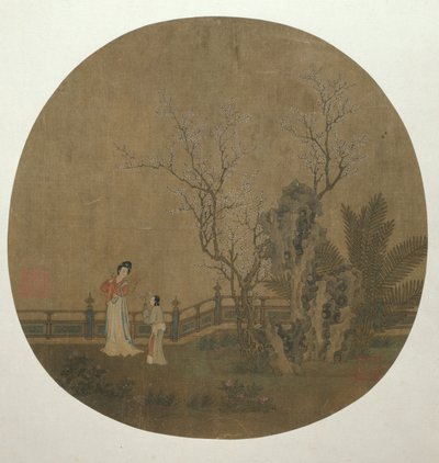宫廷花园中的妇女与女仆 作者 未知艺术家