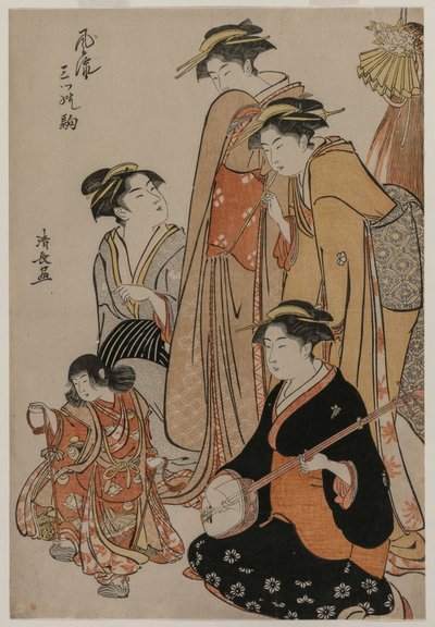 妇女观看女孩在贝壳上跳舞（选自《三匹马的时尚展示》系列） 作者 未知艺术家