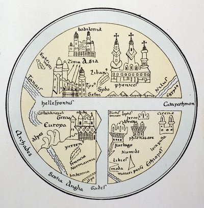 来自 11 世纪莱比锡手稿的世界地图 作者 未知艺术家