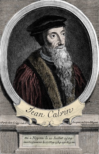 Jean Calvin (1509-1564) 的肖像，法国宗教改革家和作家。 作者 未知艺术家
