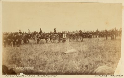 1879 年 6 月 2 日，“祖鲁兰 HIH 皇太子的葬礼游行”（黑白照片） 作者 未知的摄影师