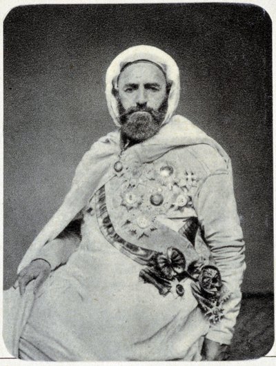 1875 年阿卜杜勒卡德尔 (Abdulkader) 的肖像 - 照片。 作者 未知的摄影师