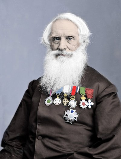 美国发明家塞缪尔·芬利·布里斯·莫尔斯 (Samuel Finley Breese Morse，1791-1872) 的肖像，拍摄于 1860 年左右。 作者 未知的摄影师